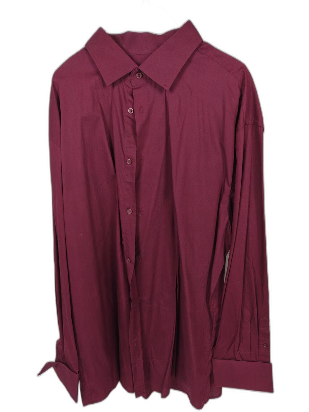 Steven Land Burgundy French Cuff Dress Shirt 18.5 36/37 100% Cotton